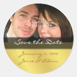 Aufkleber mit Save the Date Foto