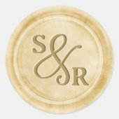 Aufkleber mit Siegel aus Gelbgold mit Initialen (Vorderseite)