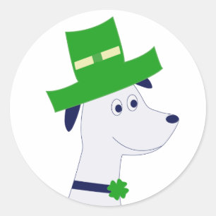 Aufkleber mit St. Patrick's Day-Hund und Kleeblatt