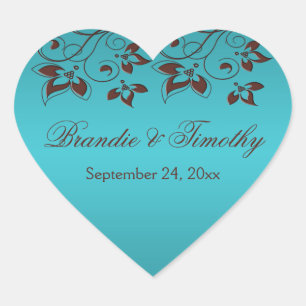 Aufkleber mit türkisfarbenem und braunem Blumenkoh