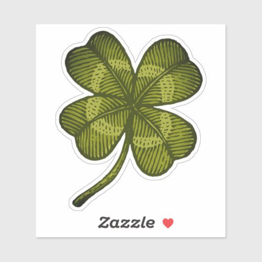 Aufkleber mit Vintager Klee (Blatt)