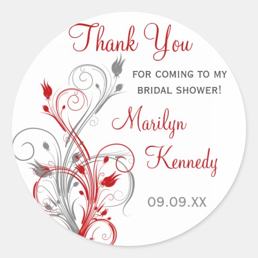 Aufkleber mit weißem, rotem, grauem Brautparty (Vorderseite)