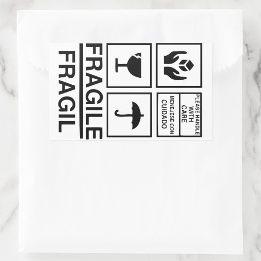 Aufkleber mit zerbrechlicher Warnung (Tasche)