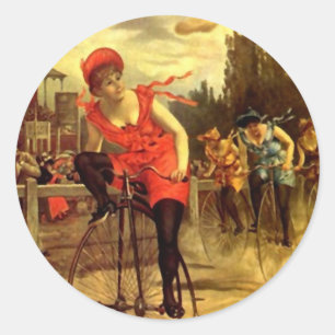 Aufkleber-modernes radfahrendes laufendes Vintages Runder Aufkleber