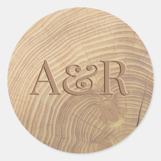 Aufkleber-Monogramm für die Holzwirkung, Runder Aufkleber (Vorderseite)