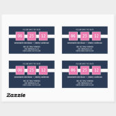 Aufkleber - Navy Pink Squares Save the Date (Blatt)
