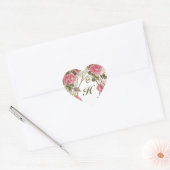Aufkleber Personalisiert antike Rose Herz-Monogram (Umschlag)