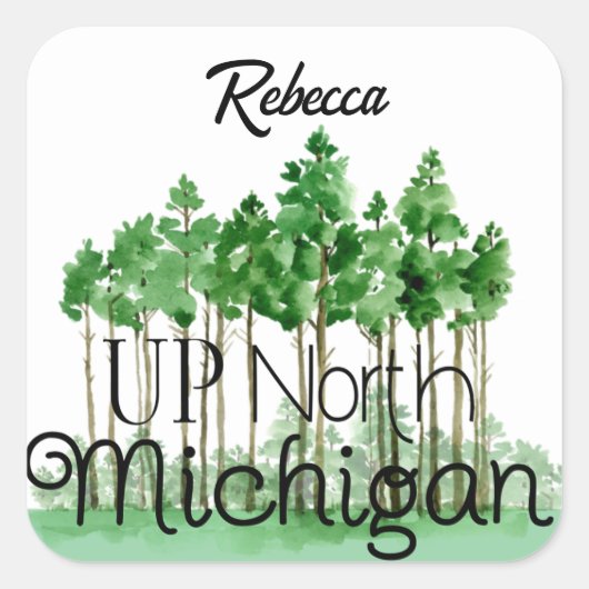 Aufkleber "personalisiert Up North Michigan Trees" (Vorderseite)