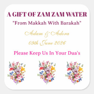 Aufkleber-Personalisierte Nikkah Zam Zam Wasser Au Quadratischer Aufkleber