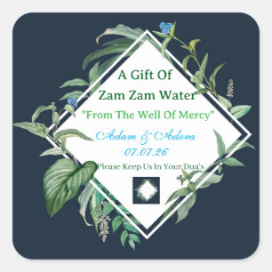 Aufkleber-Personalisierte Nikkah Zam Zam Wasser Au Quadratischer Aufkleber