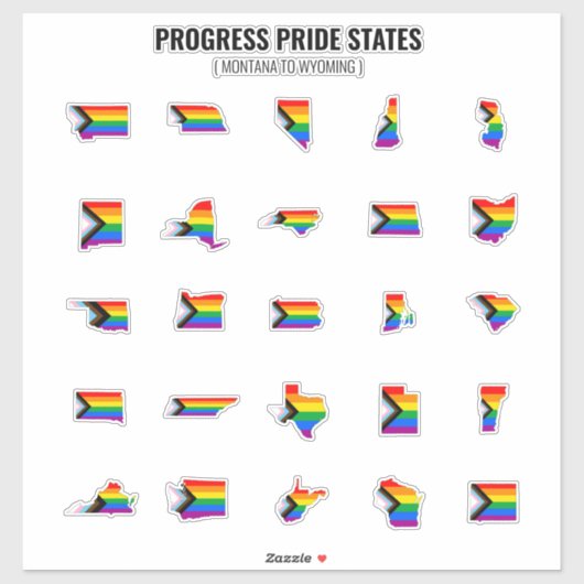 Aufkleber "Progress Pride Staaten" (M-W) (Blatt)
