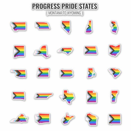 Aufkleber "Progress Pride Staaten" (M-W) (Vorderseite)