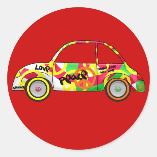 Aufkleber Retro Liebe Peace Retro 60er 70er Jahre  (Vorderseite)