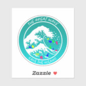 Aufkleber "Rett the Oceans" (grün) (Blatt)