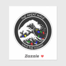 Aufkleber "Rett the Oceans" (schwarz)