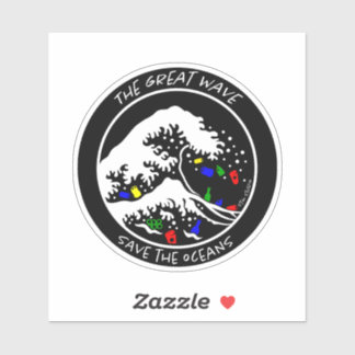 Aufkleber "Rett the Oceans" (schwarz)