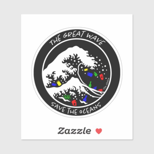 Aufkleber "Rett the Oceans" (schwarz) (Blatt)