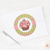 Aufkleber rosa gestreifter Cupcake (Umschlag)