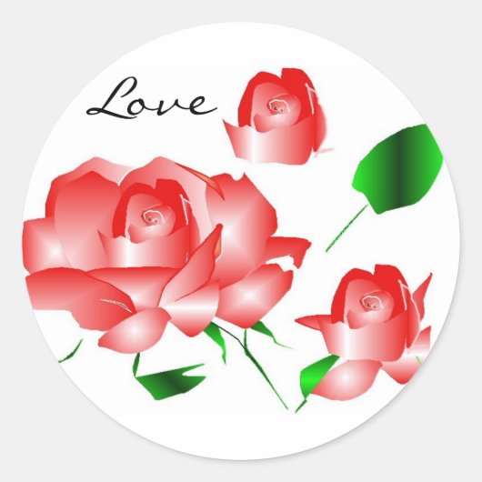 Aufkleber "Rosa Rote Rose I Liebe" (Vorderseite)