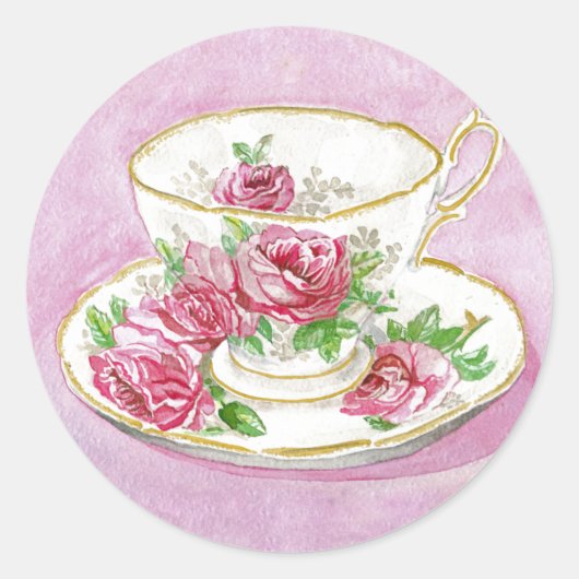 Aufkleber - Rosenbläschen Teacup & Saucer (Vorderseite)
