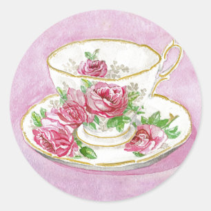 Aufkleber - Rosenbläschen Teacup & Saucer