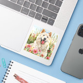 Aufkleber – Samojede Die-Cut Wasserfarbe Aufkleber (Laptop mit iPhone)