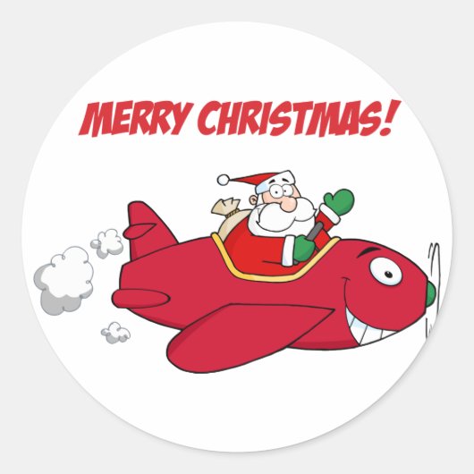 Aufkleber — Santa in Flugzeug (Vorderseite)