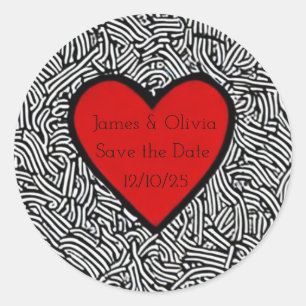 Aufkleber Save the Date Kritzel Herz