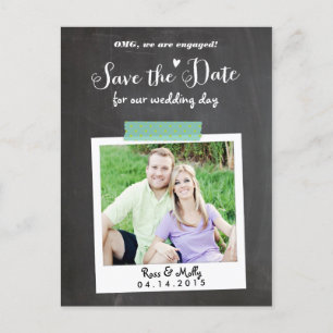 Aufkleber Save the Date mit Waschbändern Ankündigungspostkarte