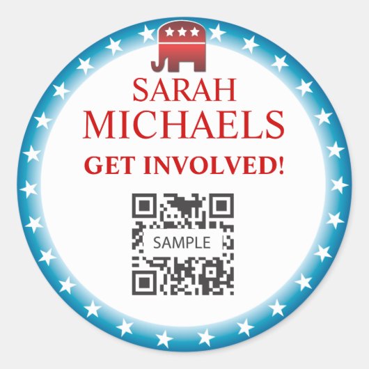 Aufkleber-Schablonen-Republikaner-Elefant Runder Aufkleber (Vorderseite)