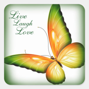 Aufkleber/Schmetterling mit Live-Lagh-Liebe Quadratischer Aufkleber