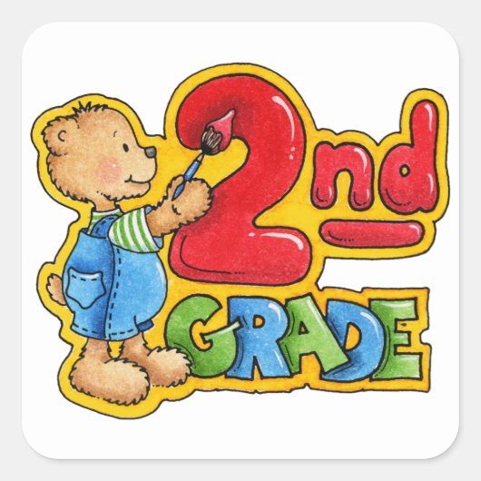 Aufkleber/Schule 2. Klasse Quadratischer Aufkleber