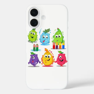 Aufkleber Set aus fünf bunten Früchten iPhone 16 Hülle
