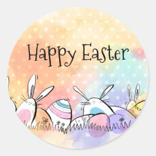 Aufkleber-Siegel bunter Watercolor-glückliches Runder Aufkleber