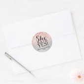 Aufkleber - Silver Rose Gold Glitzer Sie sagte ja (Umschlag)