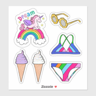 Aufkleber - Sommer-Schwimmanzug & Regenbogen