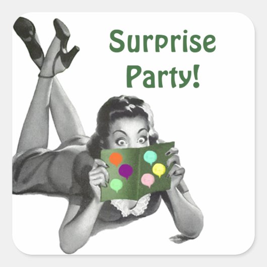 Aufkleber Spaß Retro Lady Lesekarte Überraschung P (Vorderseite)