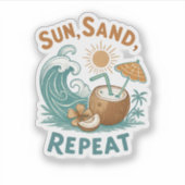 Aufkleber "Sun, Sand, Repeat" (Vorderseite)