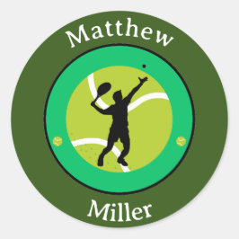 Aufkleber - Tennis Player - Personalisiert - Name