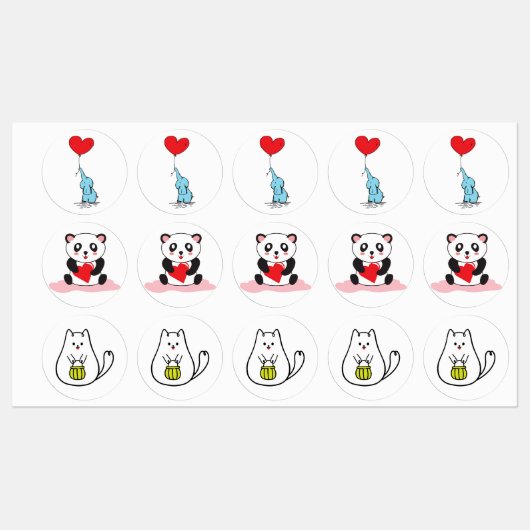 Aufkleber und Etiketten für niedliche Cartoon (Blatt)