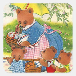 Aufkleber Vintag Bears Picnic Summer Family Wieder