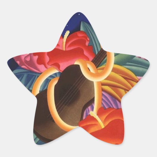 Aufkleber Vintag Hawaiian Ukulele Night Star Trave (Vorderseite)