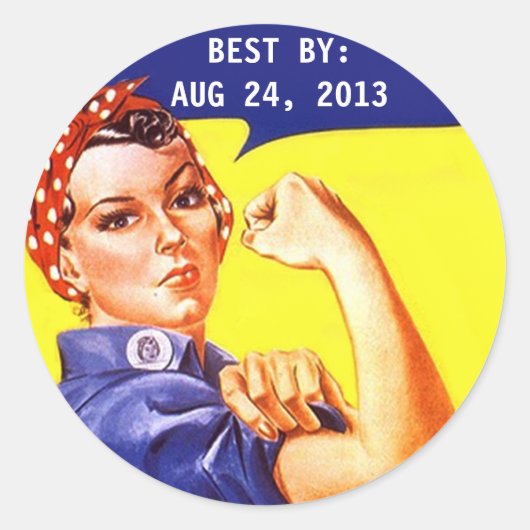 Aufkleber Vintag Rosie The Riveter Canning BEST BY (Vorderseite)