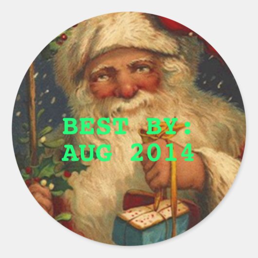 Aufkleber Vintag Santa BEST BY Food Canning Gesche (Vorderseite)