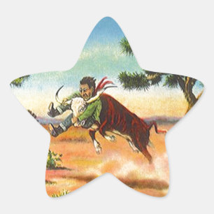 Aufkleber Vintage Cowboy Steer Wrangler Rodeo Star