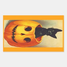 Aufkleber Vintage Halloween schwarzes Kätzchen in