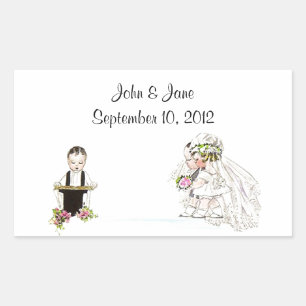 Aufkleber Vintage Hochzeit Braut Bräutigam Kirchen