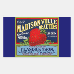 Aufkleber Vintage Madisonville LA Erdbeere Werbung