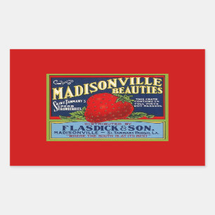 Aufkleber Vintage Madisonville LA Erdbeere Werbung