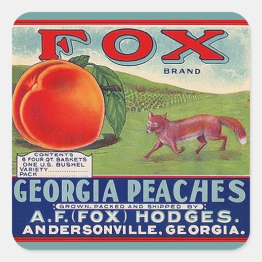Aufkleber Vintage Werbung Fox Georgia Pfirsiche (Vorderseite)